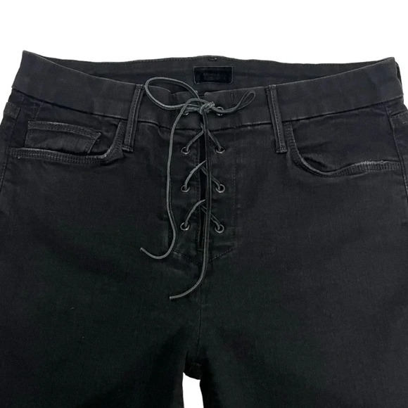 MOTHER High Waisted Lace Up Looker Skinny Jeans Not Guilty Black Size 29 - Picture 6 of 12